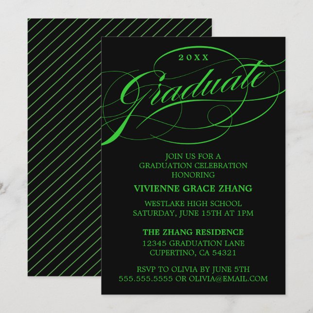 SNYGGT ELEGANT SCRIPT STUDENT PARTY INVICATION INBJUDNINGAR (Fram/baksida)