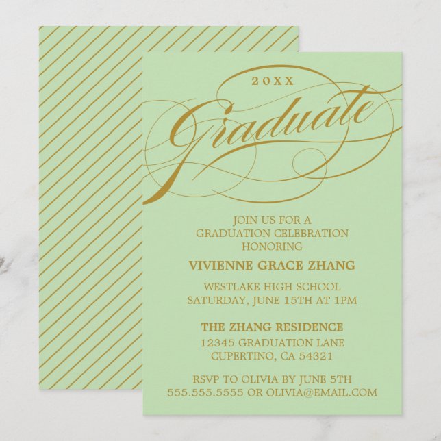 SNYGGT ELEGANT SCRIPT STUDENT PARTY INVICATION INBJUDNINGAR (Fram/baksida)