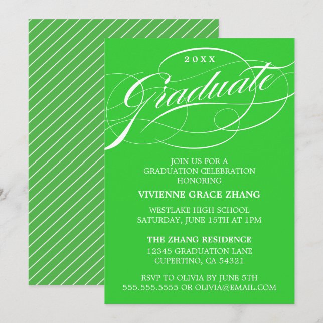 SNYGGT ELEGANT SCRIPT STUDENT PARTY INVICATION INBJUDNINGAR (Fram/baksida)