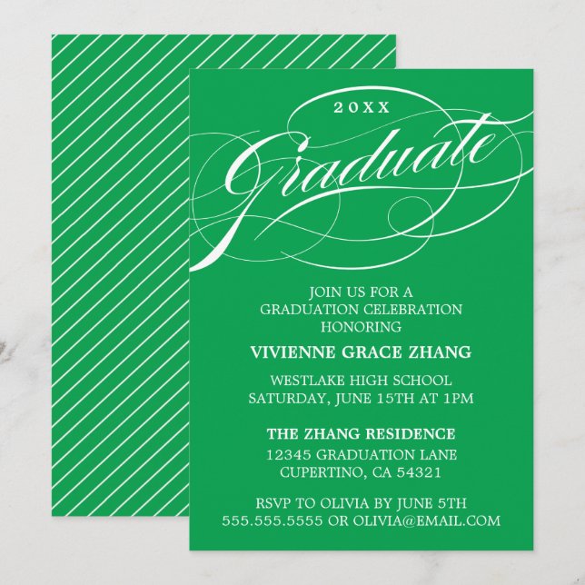 SNYGGT ELEGANT SCRIPT STUDENT PARTY INVICATION INBJUDNINGAR (Fram/baksida)