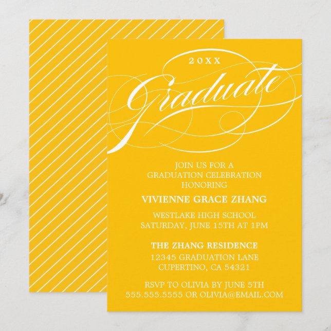SNYGGT ELEGANT SCRIPT STUDENT PARTY INVICATION INBJUDNINGAR (Fram/baksida)