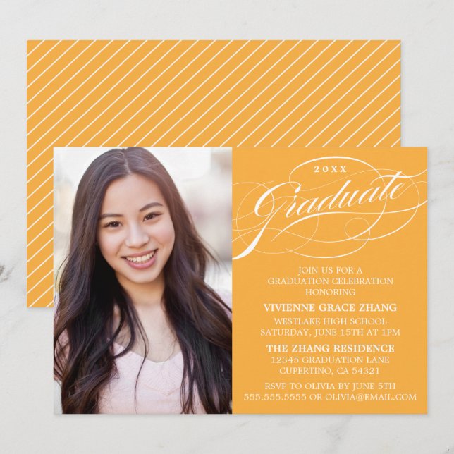 SNYGGT ELEGANT SCRIPT STUDENT PARTY INVICATION INBJUDNINGAR (Fram/baksida)