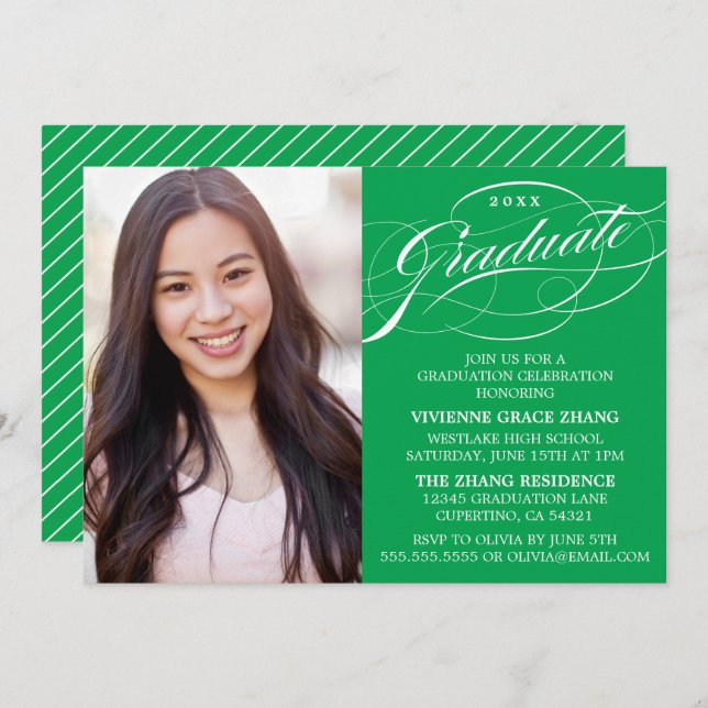 SNYGGT ELEGANT SCRIPT STUDENT PARTY INVICATION INBJUDNINGAR (Fram/baksida)