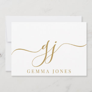 Snyggt Elegant Skript Initial Guld Monogram Anteckningskort