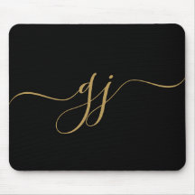 Snyggt Elegant Skript Initial Guld Monogram