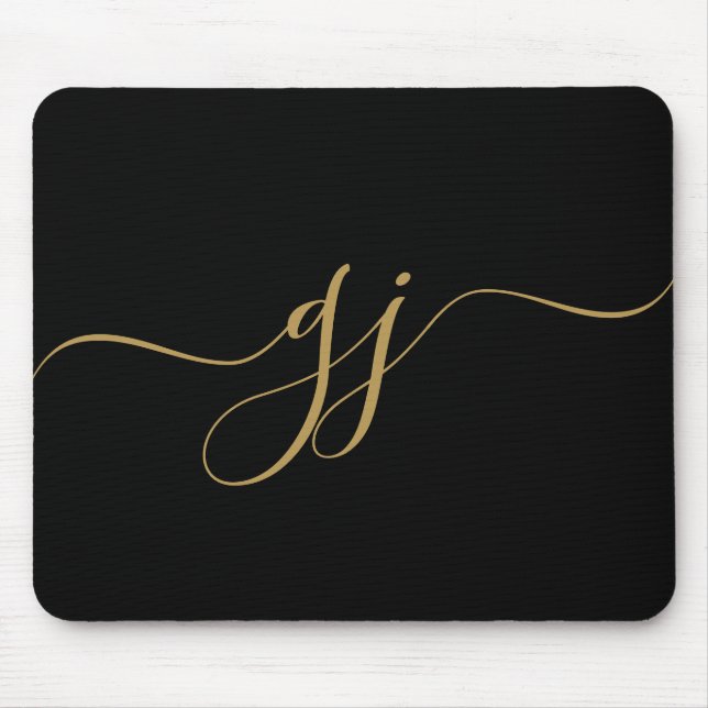 Snyggt Elegant Skript Initial Guld Monogram Musmatta (Framsidan)