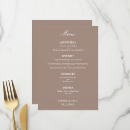 Snyggt Elegant Taupe Bröllop Menu Meny
