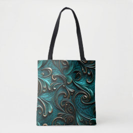 Snyggt Elegant Teal Faux Embossed Leather Tygkasse