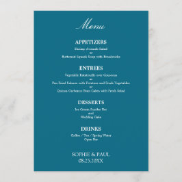 Snyggt Elegant Turcos Blue Bröllop Menu Meny