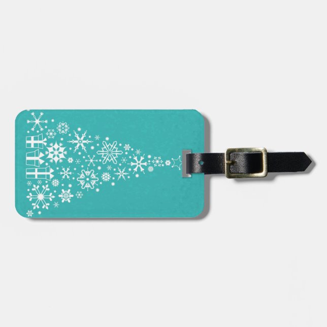 Snyggt elegant vit och teal Julgran Bagagebricka (Horisontell Framsida)