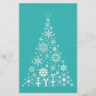 Snyggt elegant vit och teal Julgran Brevpapper