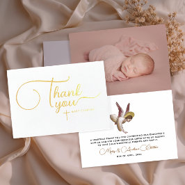 Snyggt Elegant Vit Tack Baby Baptism Folierat Kort