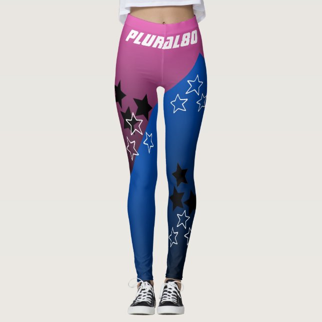 Snyggt - engrammad rosa blue gradient-workout leggings (Framsida)