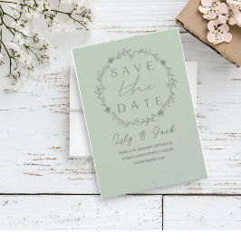 Snyggt enkel minimal Elegant modern grönt Spara Datumet