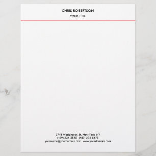 Snyggt enkel röd linje vit minimalistisk modern brevhuvud