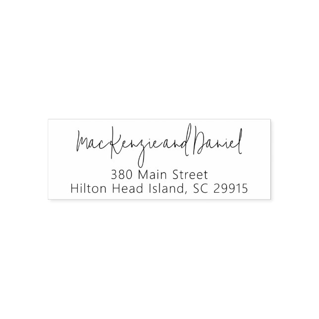 Snyggt Enkelt par skript Bröllop Adress Självfärgande Stämpel (Design)