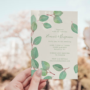 Snyggt Eucalyptus Greenery Script Bröllop Inbjudningar