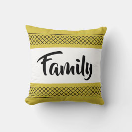 Snyggt Family Mönster Print Gult Guld Kudde