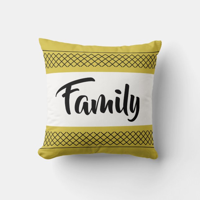 Snyggt Family Mönster Print Gult Guld Kudde (Framsida)