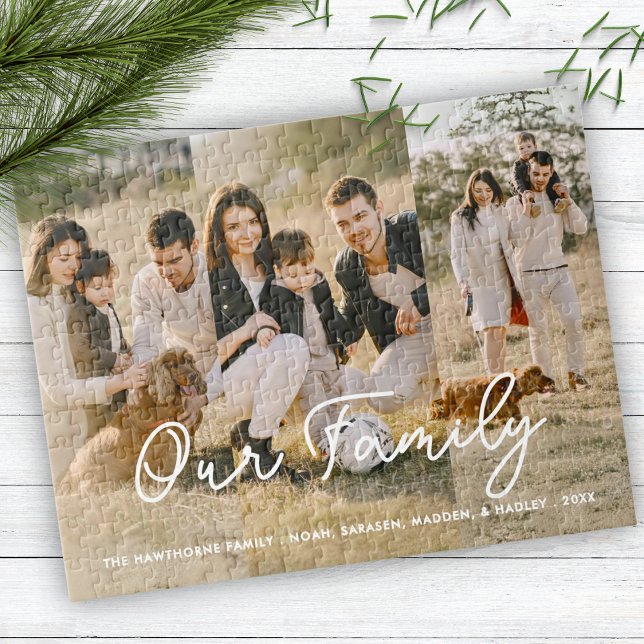 Snyggt Family Photo Collage Script Typography Pussel (Skapare uppladdad)