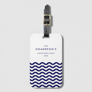 Snyggt Family Vacation Navy Blue Tropical Vågar Bagagebricka