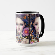 Snyggt Fantasy Butterfly Girl med Necklace Mugg