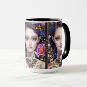Snyggt Fantasy Butterfly Girl med Necklace Mugg