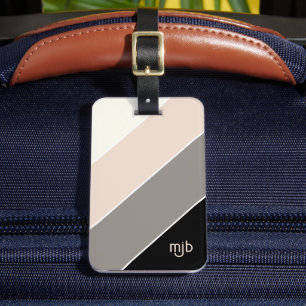 Snyggt Färg Blockera Rand Mönster med Monogram Bagagebricka
