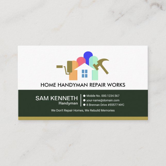 Snyggt Färga hemreparationer Motif-uppbyggnad Visitkort (Framsida)