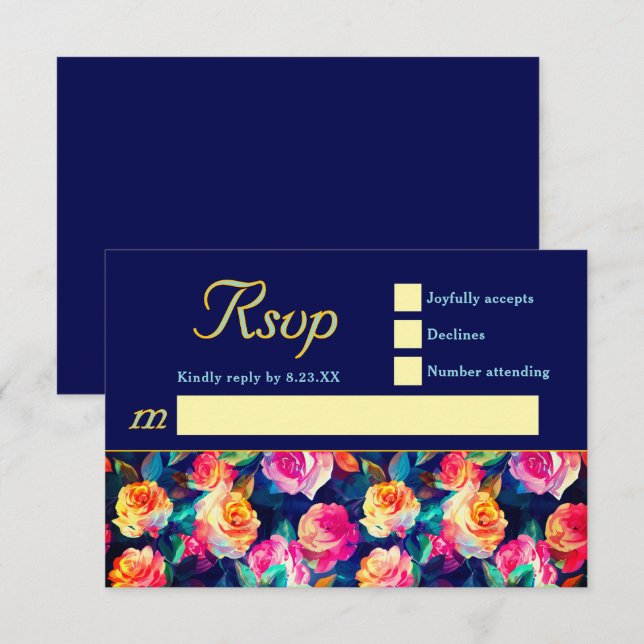 Snyggt Färgblommor bröllop OSA Kort (Fram/baksida)