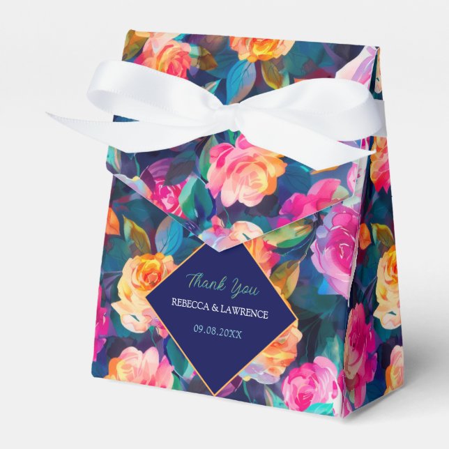 Snyggt Färgblommor bröllop tält Presentaskar (Framsidan Sidan)