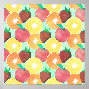 Snyggt Färgfläckig sommarfruktdesign Poster