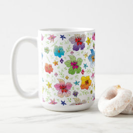 Snyggt Färglös blomma Mönster-design Kaffemugg