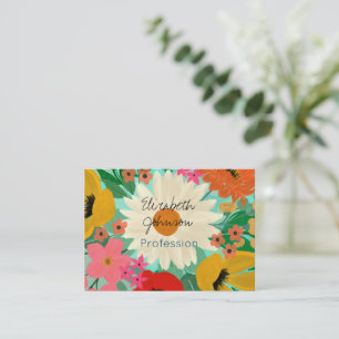 Snyggt Färgton Blommigt för vattenfärg Mint Des Visitkort