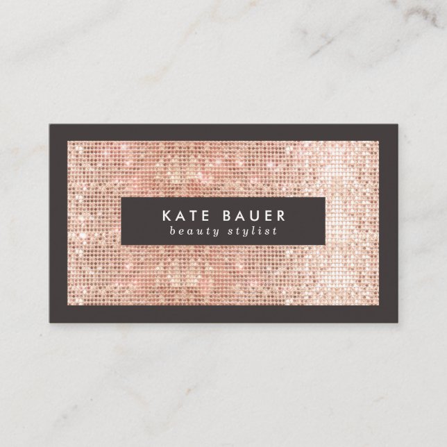 Snyggt Faux Copper Sequin Beauty och Mode Visitkort (Framsida)