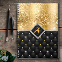 Snyggt faux Crystal Guld svartdiamant monogram