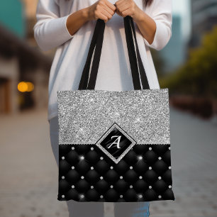 Snyggt faux Crystal Silver svartdiamant monogram Tygkasse