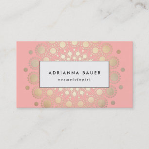 Snyggt Faux Guld Foil Circle Motif Rosa Visitkort