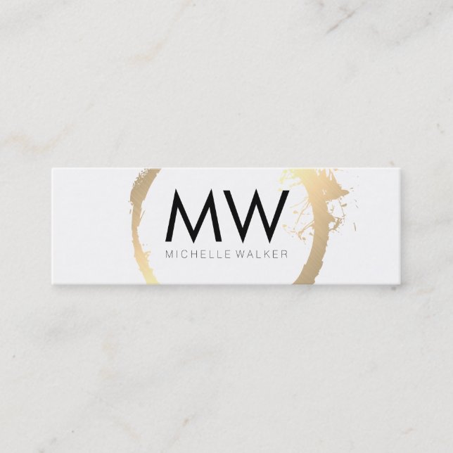Snyggt Faux Guld Ring med Chic Monogram Mini Visitkort (Framsida)