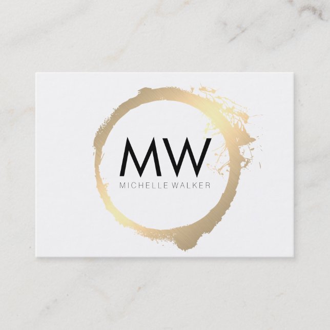 Snyggt Faux Guld Ring med Chic Monogram Visitkort (Framsida)