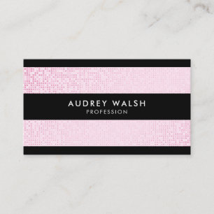 Snyggt Faux Rosa Sequin Black Rand Visitkort