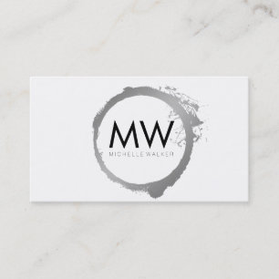 Snyggt Faux Silver Ring med Chic Monogram Visitkort