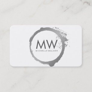 Snyggt Faux Silver Ring med Chic Monogram Visitkort