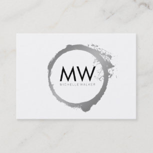 Snyggt Faux Silver Ring med Chic Monogram Visitkort