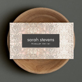 Snyggt Faux Silver Sequins Beauty Mode Retro Visitkort