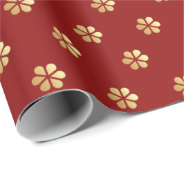 Snyggt Festive jul Red & Guld Daisy Presentpapper