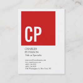 Snyggt Fet Text Monogram Red White-Professionell Visitkort