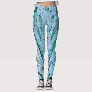 Snyggt, fint och vackert blått Blommönster Leggings