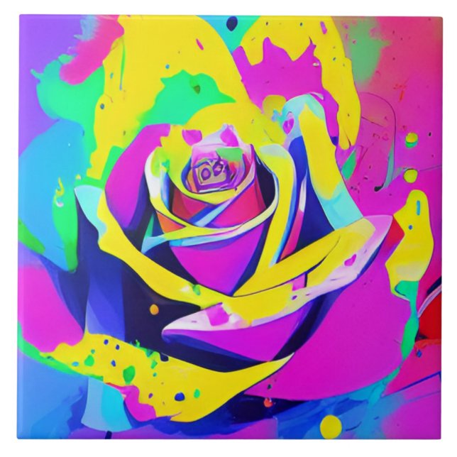 Snyggt flerfärgat blomma kakelplatta (Framsidan)