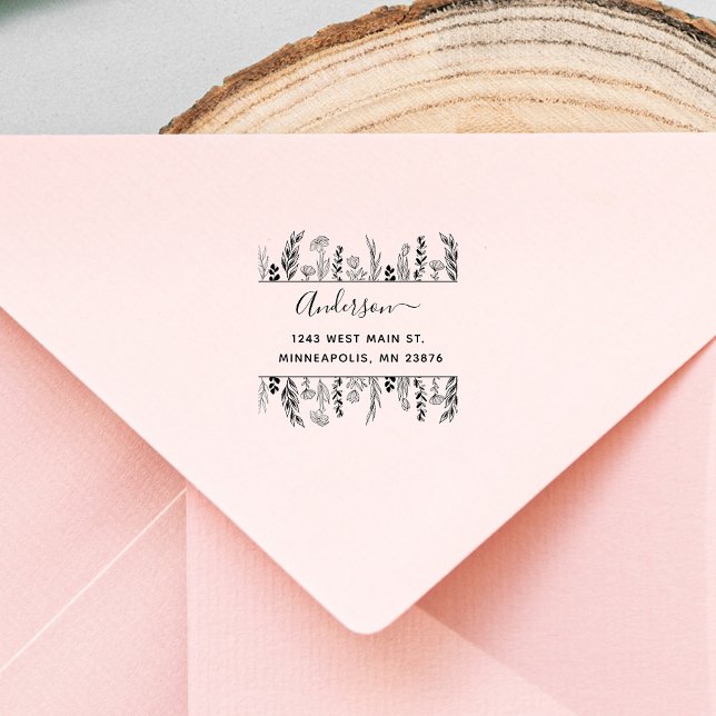 Snyggt Flowers & Löv Handdragen Anpassningsbar Adr Självfärgande Stämpel (Skapare uppladdad)